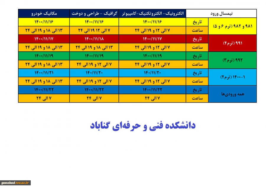 انتخاب واحد نیمسال دوم 1400 2